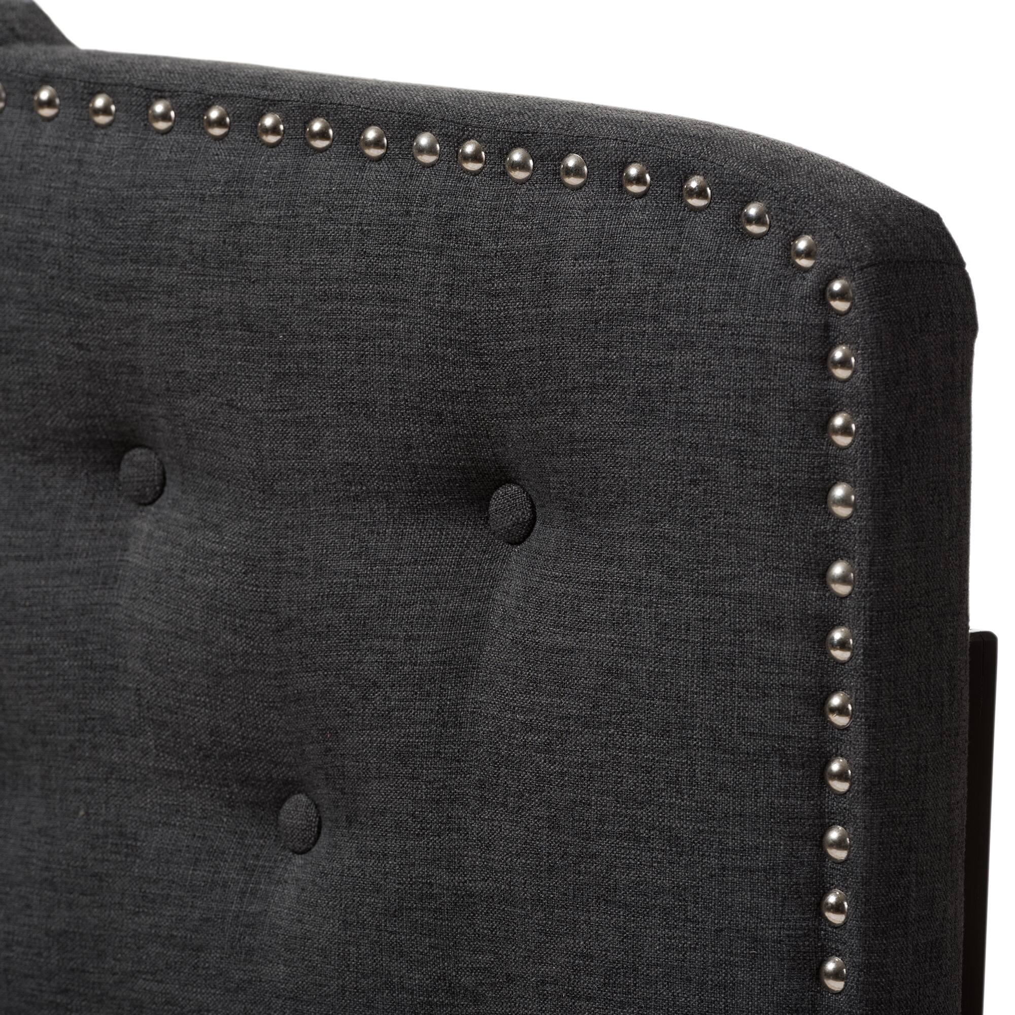 Left. Baxton Studio - Lucy Modern and Contemporary Fabric King Size Headboard - Dark Grey.