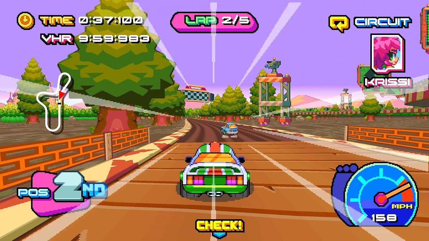 C MIT 2:37:100 VHR 9:59:993 LAP 2/5 CIRCUIT UUUUUUUUHUE VNRC KRISSI POS 2 ND CHECK! MPH 158