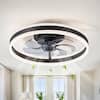 Front. Breezary - 20-Inch Flush Mount Enclosed Ceiling Fan with LED Light, Remote Control, 7 Blades, Reversible DC Motor - Black and Transparent.