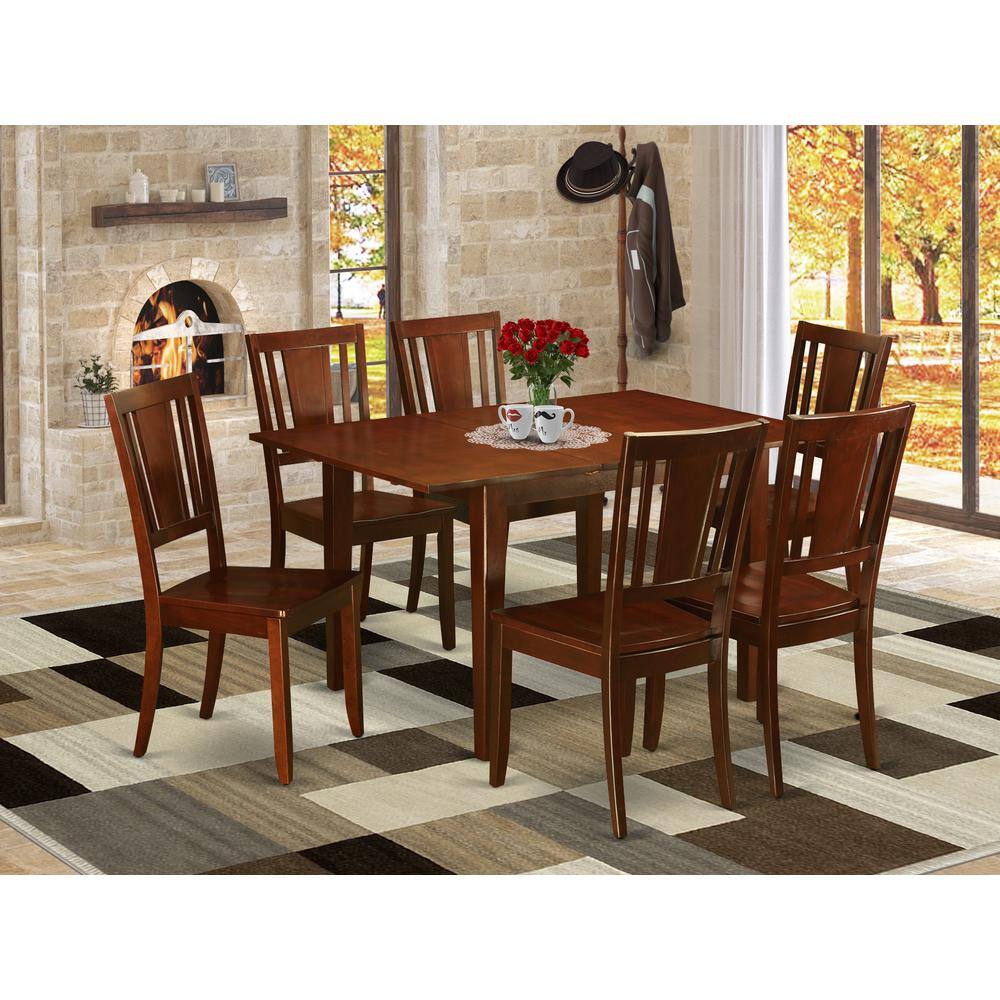 Back. East West Furniture - 7 Pc Kitchen nook Dining set-breakfast nook and 6 Kitchen Dining Chairs - Mahogany.