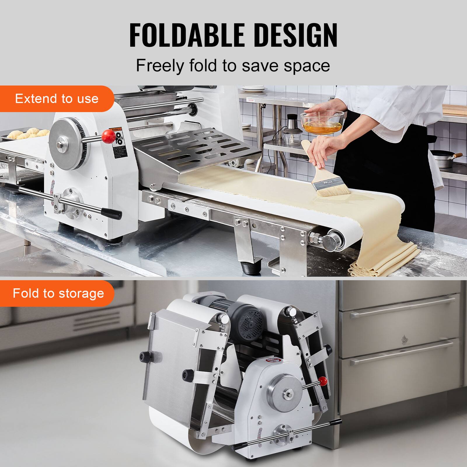 FOLDABLE DESIGN  
Freely fold to save space  

Extend to use  

Fold to storage