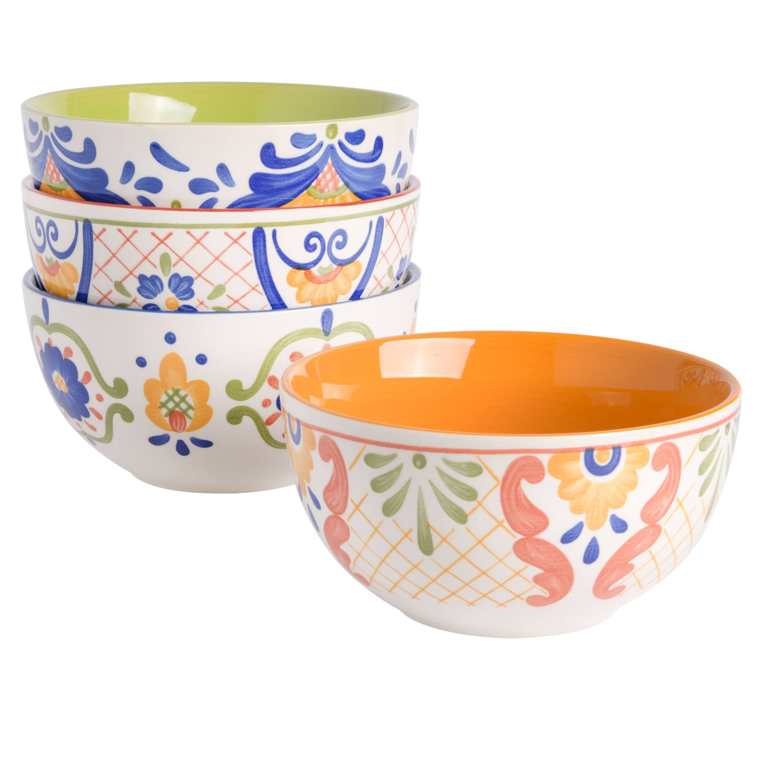 Front. Gibson - Laurie Gates Tierra 4 Piece 6 Inch Stoneware Cereal Bowl Set in Assorted Designs - Assorted.