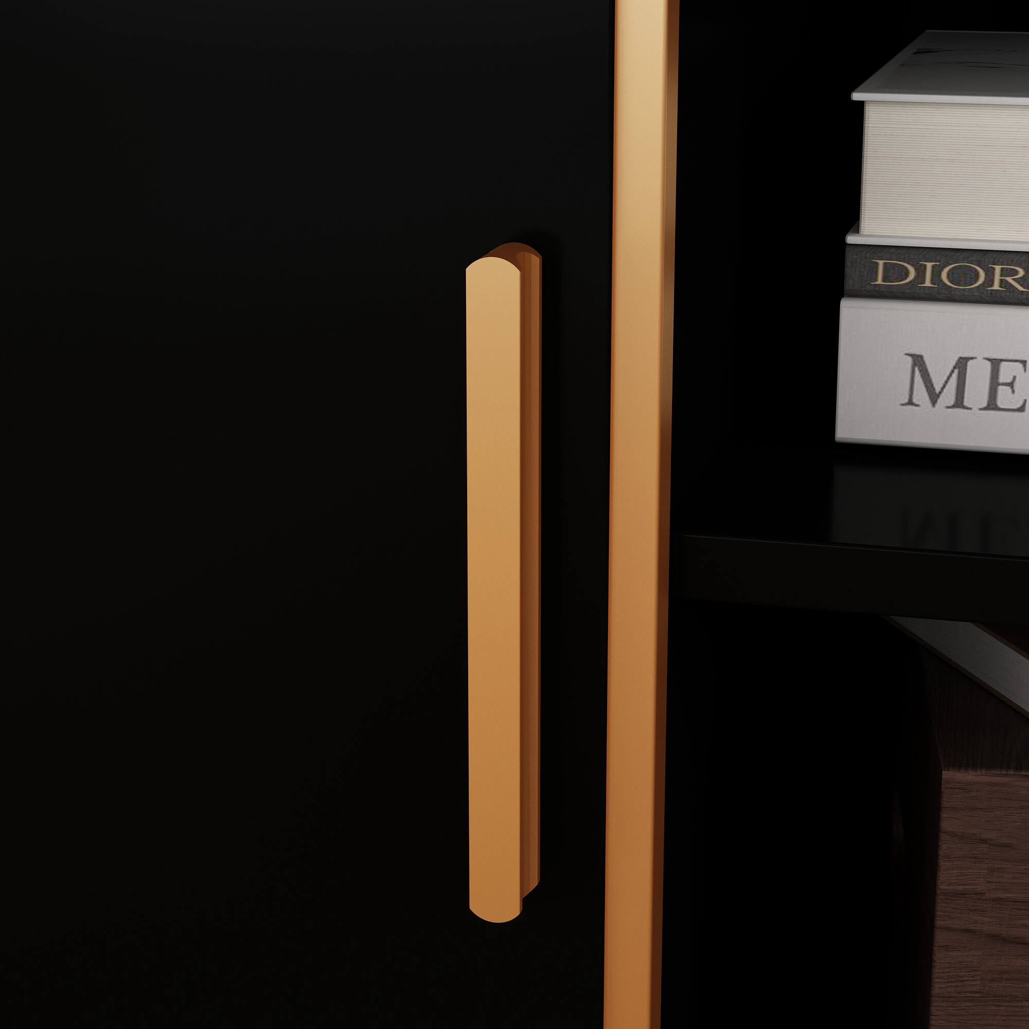 Alt View 7. FUFU & GAGA - FUFU&GAGA Black & Gold TV Stand with Metal Legs – 65" TV Compatibility, Ample Storage & Modern Elegance - Black.