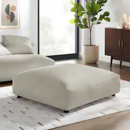 Solace Modular Upholstered Fabric Ottoman by Modway - Linen