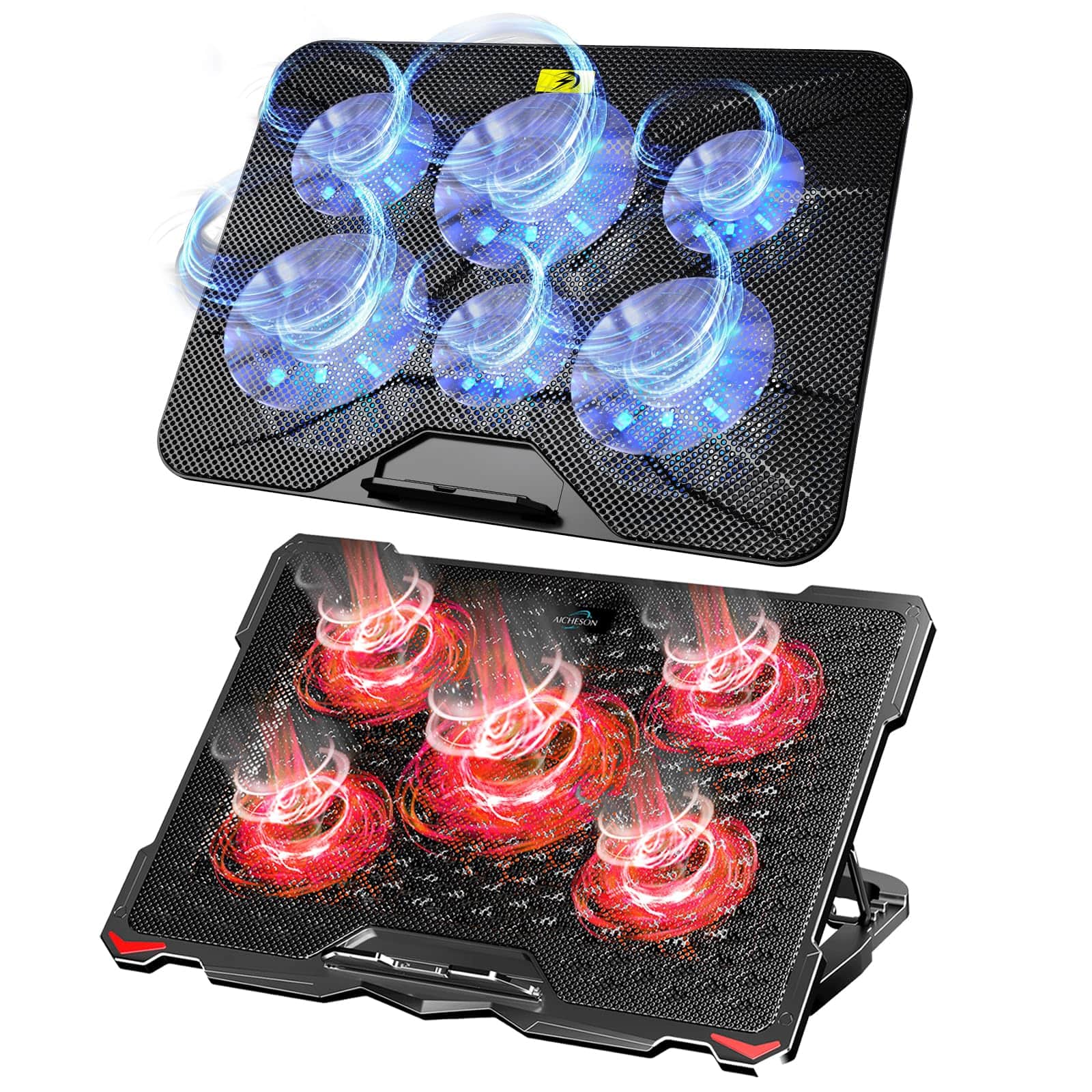 HongFei - S035 Red Laptop Cooler and 003 Blue Laptop Cooling Pad Set - Black