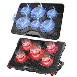 HongFei - S035 Red Laptop Cooler and 003 Blue Laptop Cooling Pad Set - Black