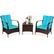 Front. Costway - 3 PCS Patio Wicker Rattan Furniture Set Coffee Table & 2 Rattan Chair W/Cushions - Turquoise.