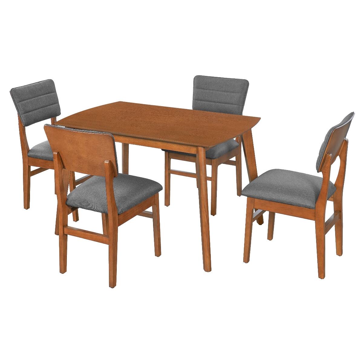 Alt View 7. Loheer - Loheer Dining Table Set for 4, Farmhouse Brown and Gray 5 Piece Set with Upholstered Chairs - Brown and Gray.
