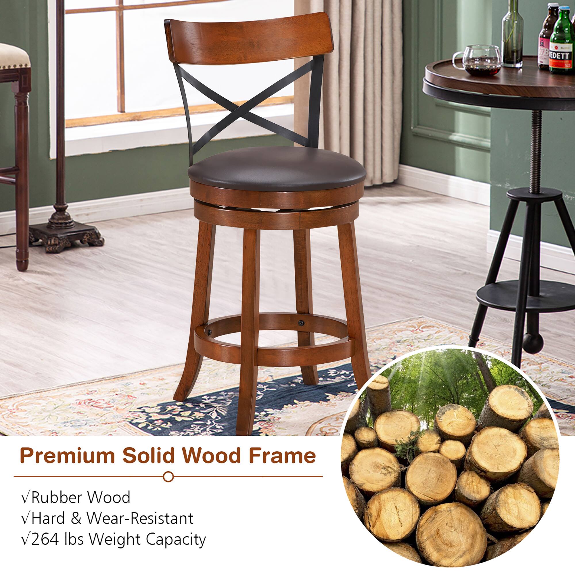 I 1B B EDETT Premium Solid Wood Frame
vRubber Wood
vHard & Wear-Resistant
V264 lbs Weight Capacity
