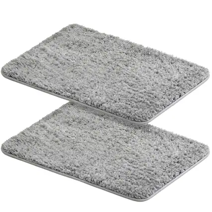 Front. Garnen - 2x Bathroom Rugs Non Slip Bath Mat, 20"x31" Bathroom Rug, Bath Mats for Bathroom Mat Towel, Washable Soft & Absorbent - Silver Gray.