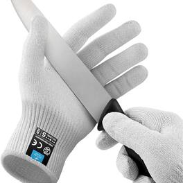 Zulay Kitchen - Zulay Cut Resistant Gloves Food Grade Level 5 Protection - Comfortable Safety Cutting Gloves - Cut Resistant Work Gloves - Gray