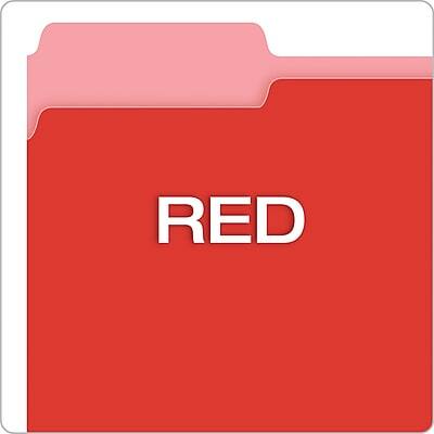 Alt View 3. Pendaflex -  Recycled File Folder, 1/3-Cut Tab, Assorted, Letter Size, Red, 100/Box  - Red.