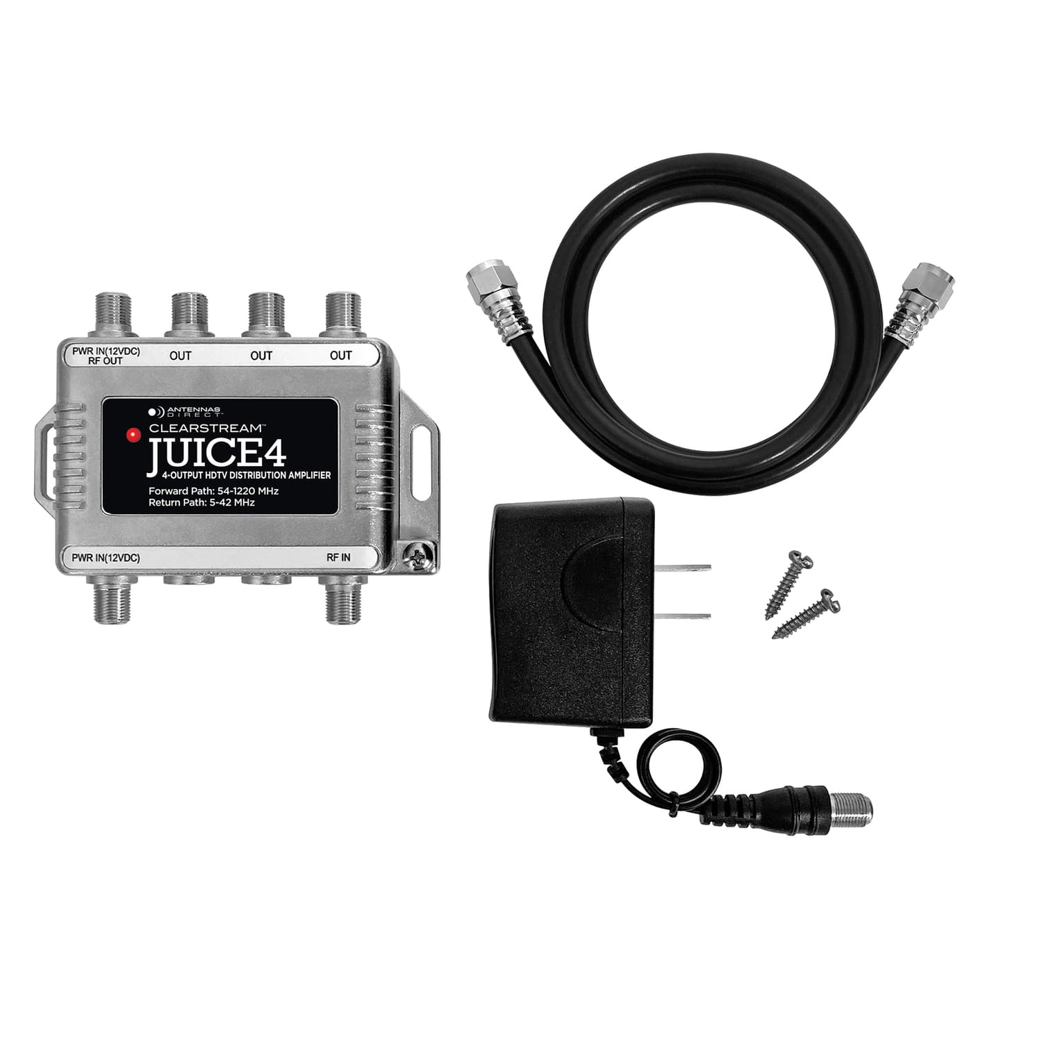 Antennas Direct - 4-Output ClearStream JUICE4 Distribution Amplifier - Silver