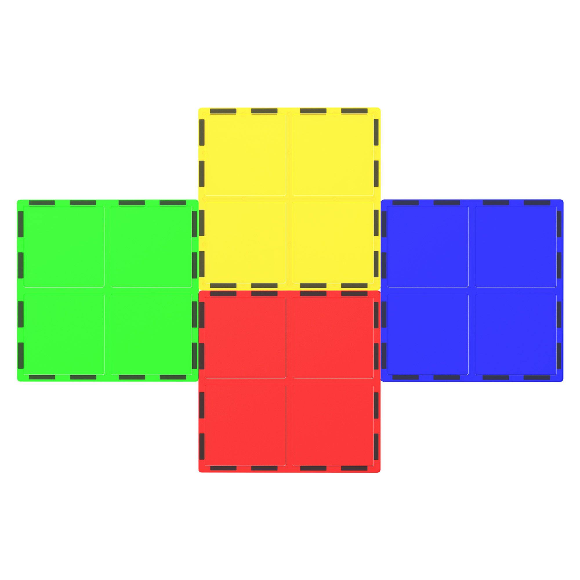 Alt View 2. PicassoTiles - PICASSO-TILES 4PCS Large Square Magnetic Building Blocks, STEM Educational Toy, Pretend Play & Brain Development Playset.