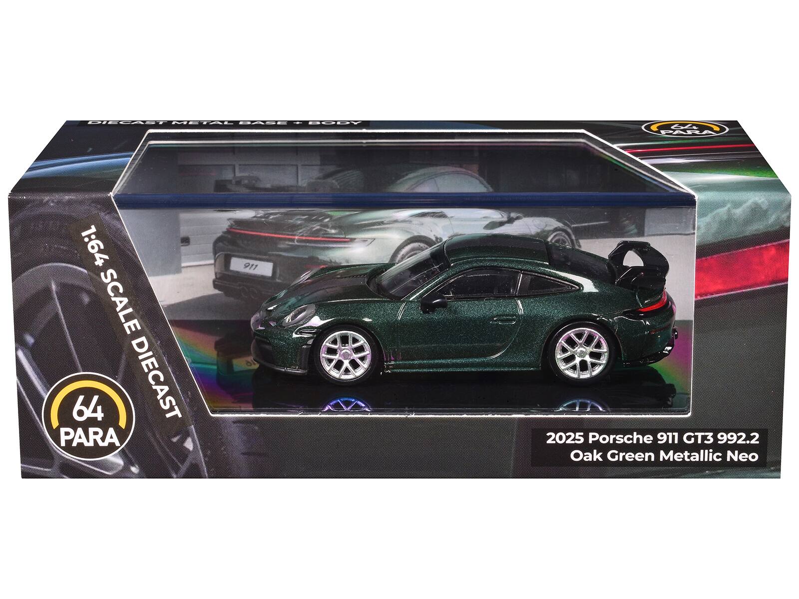 DIECAST METAL BAE - BUY 1:64 SCALE DIECAST PARA 911 2025 Porsche 911 GT3 992.2 Oak Green Metallic Neo