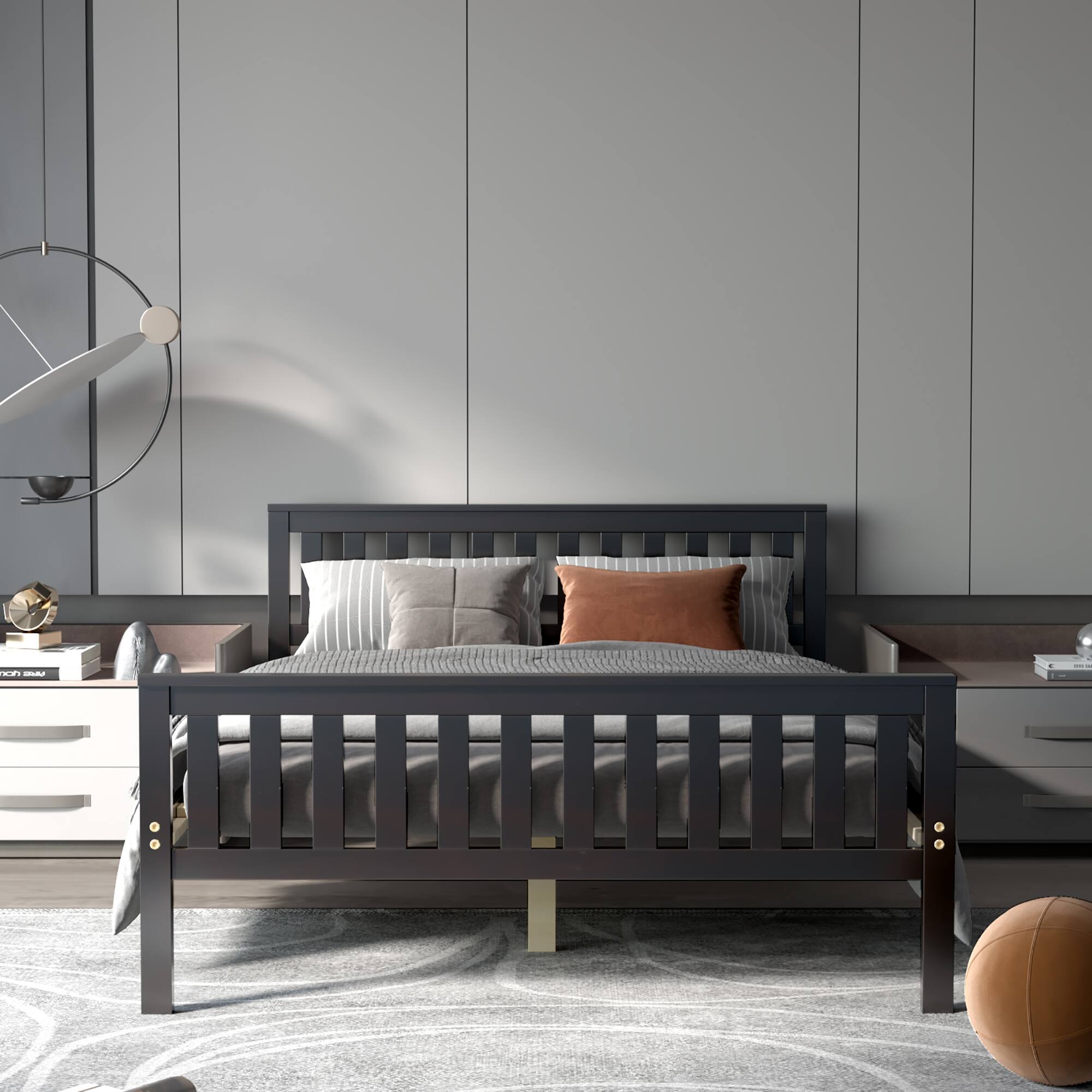 Alt View 3. Costway - Costway Full Wood Platform Bed with Headboard and Footboard Mattress Foundation - Brown.