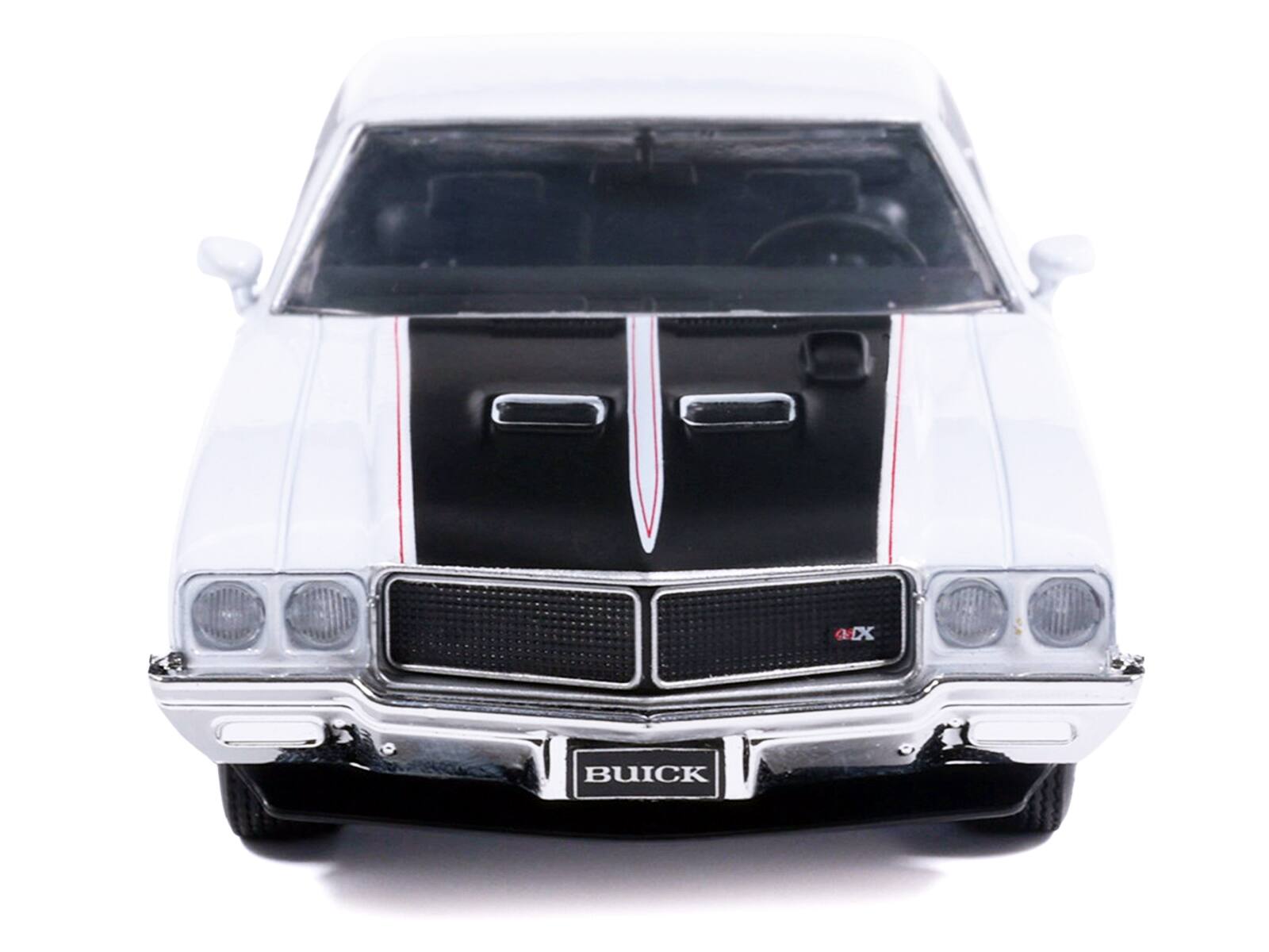 Alt View 1. IXO - 1970 Buick GSX Apollo White with Black and Red Stripes 1/43 Diecast Model by IXO Models - White with Black.