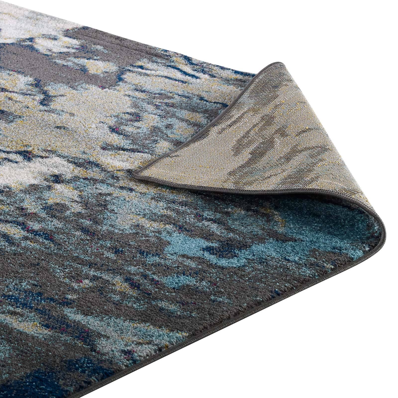 Alt View 4. Modway - Entourage Foliage Contemporary Modern Abstract Area Rug - Blue Tan Gray.