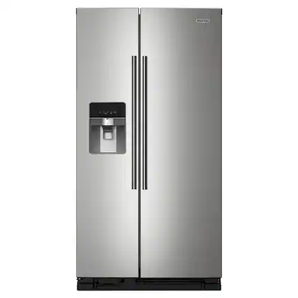 Front. Maytag - 25 Cu. Ft. Side-by-Side Refrigerator with Gallon Door Bins - Fingerprint Resistant Stainless Finish.