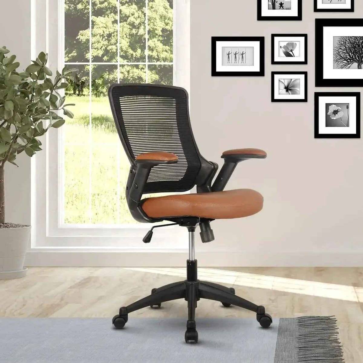 Alt View 2. Techni Mobili - Mid Back Mesh Task Chair With Adjustable Arms For Home - Black.