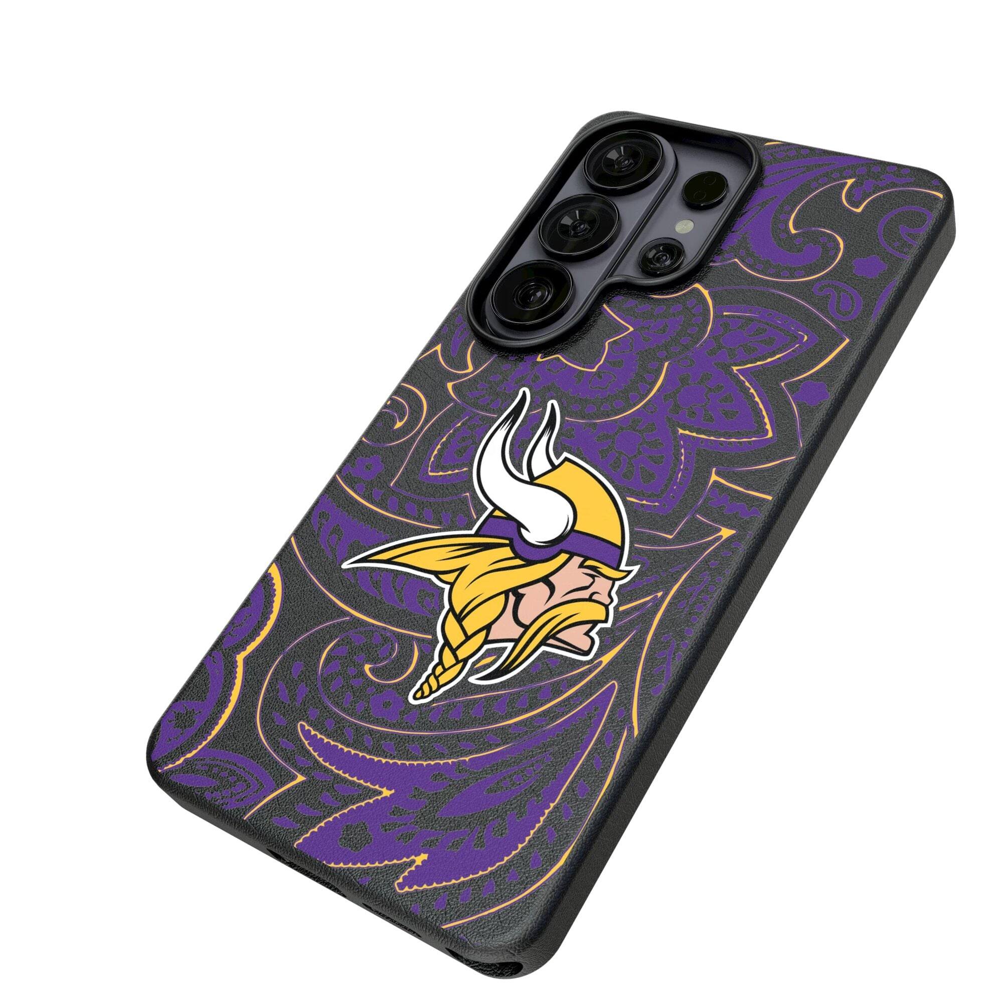 Alt View 1. Keyscaper - Minnesota Vikings Paisley Galaxy Magnetic Bump Case - S24 Ultra - Black.