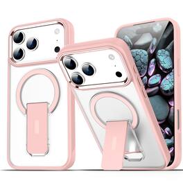 Dteck - Shockproof Matte Phone Case for Apple iPhone 18 Pro Max, Magnetic Protective Cover with Stand, Side Anti Slip Texture - Pink
