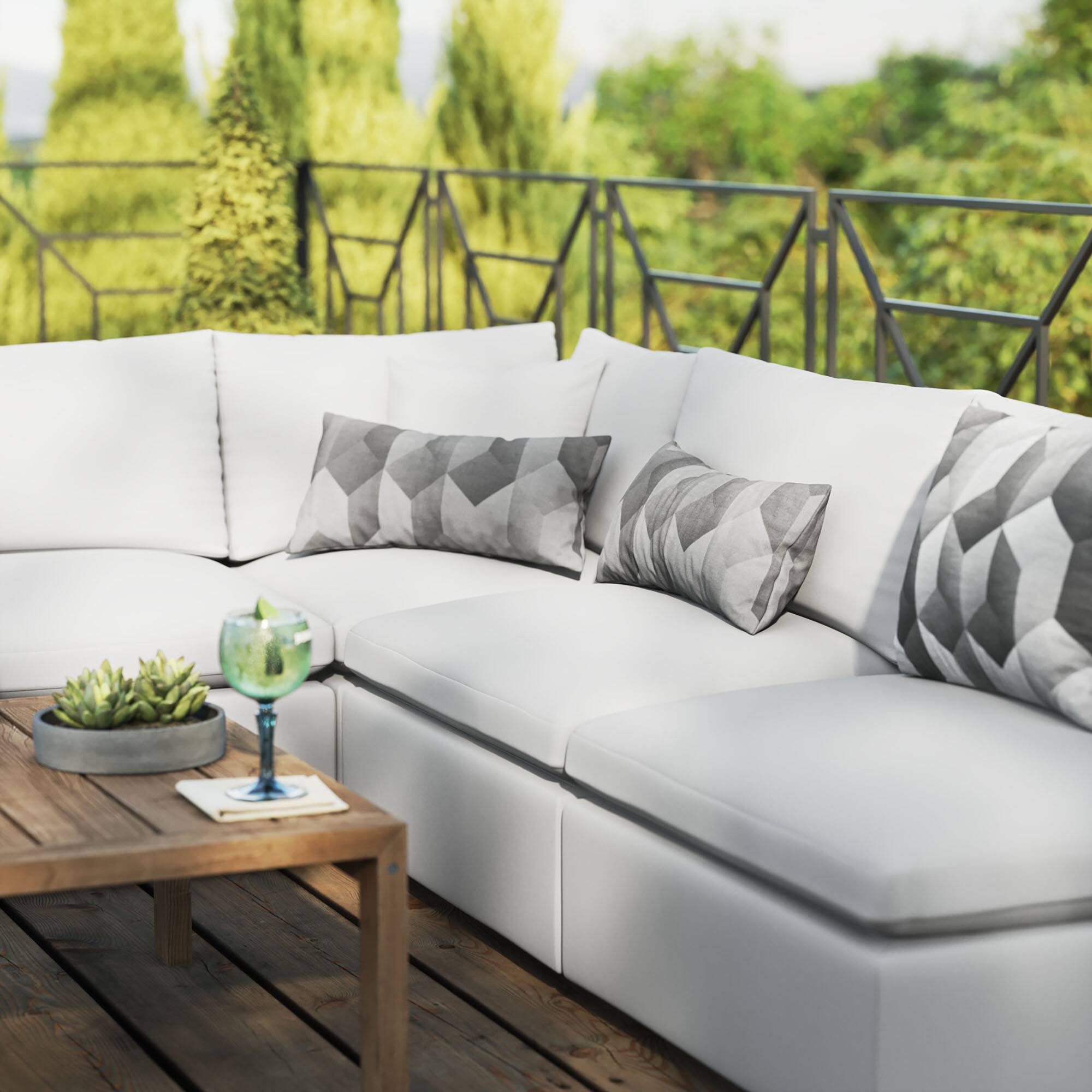 Back. Modway - Commix 5-Piece Outdoor Patio Sectional Sofa by Modway - White.