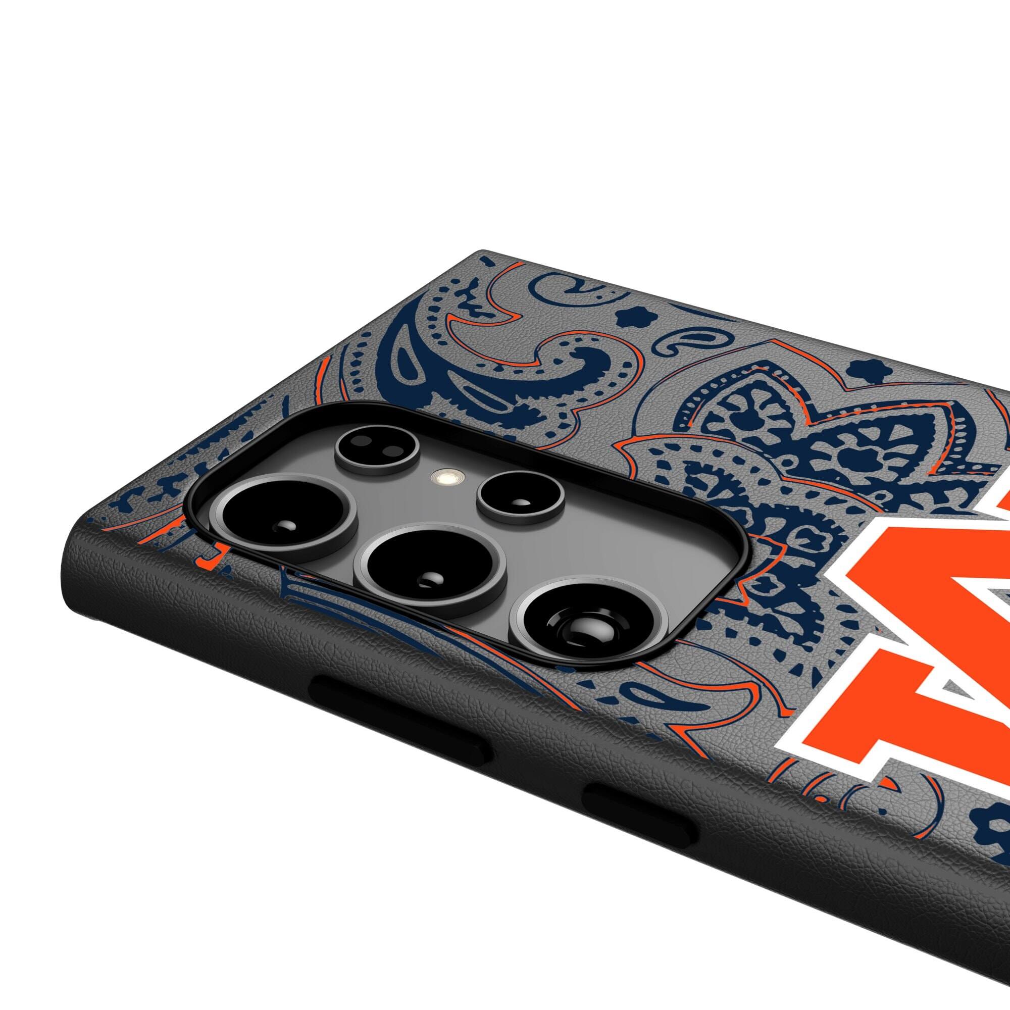 Alt View 3. Keyscaper - Auburn Tigers Paisley Galaxy Magnetic Bump Case - S24 Ultra - Black.