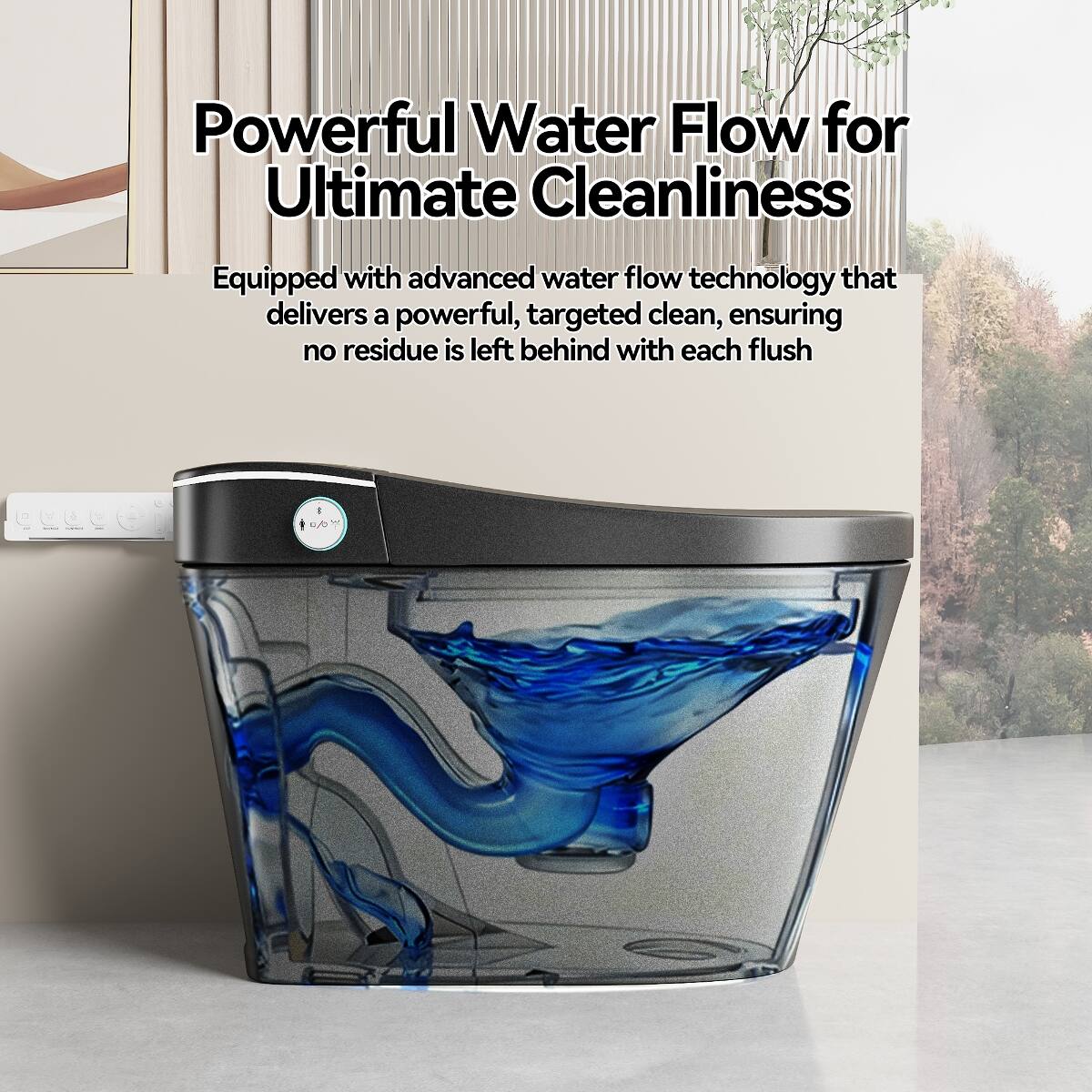 Powerful Water Flow for Ultimate Cleanliness

Equipped with advanced water flow technology that delivers a powerful, targeted clean, ensuring no residue is left behind with each flush