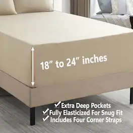 Sweet Home Collection - 18"-24" Extra Deep Pocket, 4-Piece Bed Sheets Set, Queen - Beige