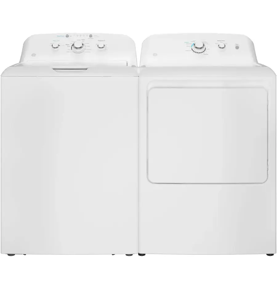 GE 6.2 Cu. Ft. Gas Dryer with Shallow Depth Flat Back Design White ...