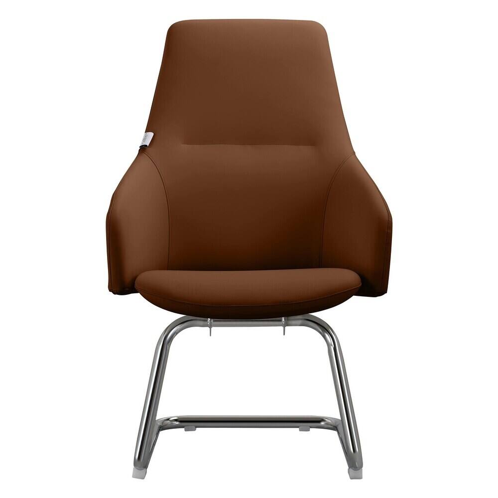 Alt View 2. LeisureMod - Celeste Office Chair Upholstered in Leather with Iron Frame Ergonomic Desk Chair for Home Office and Task Seating - Dark Brown.
