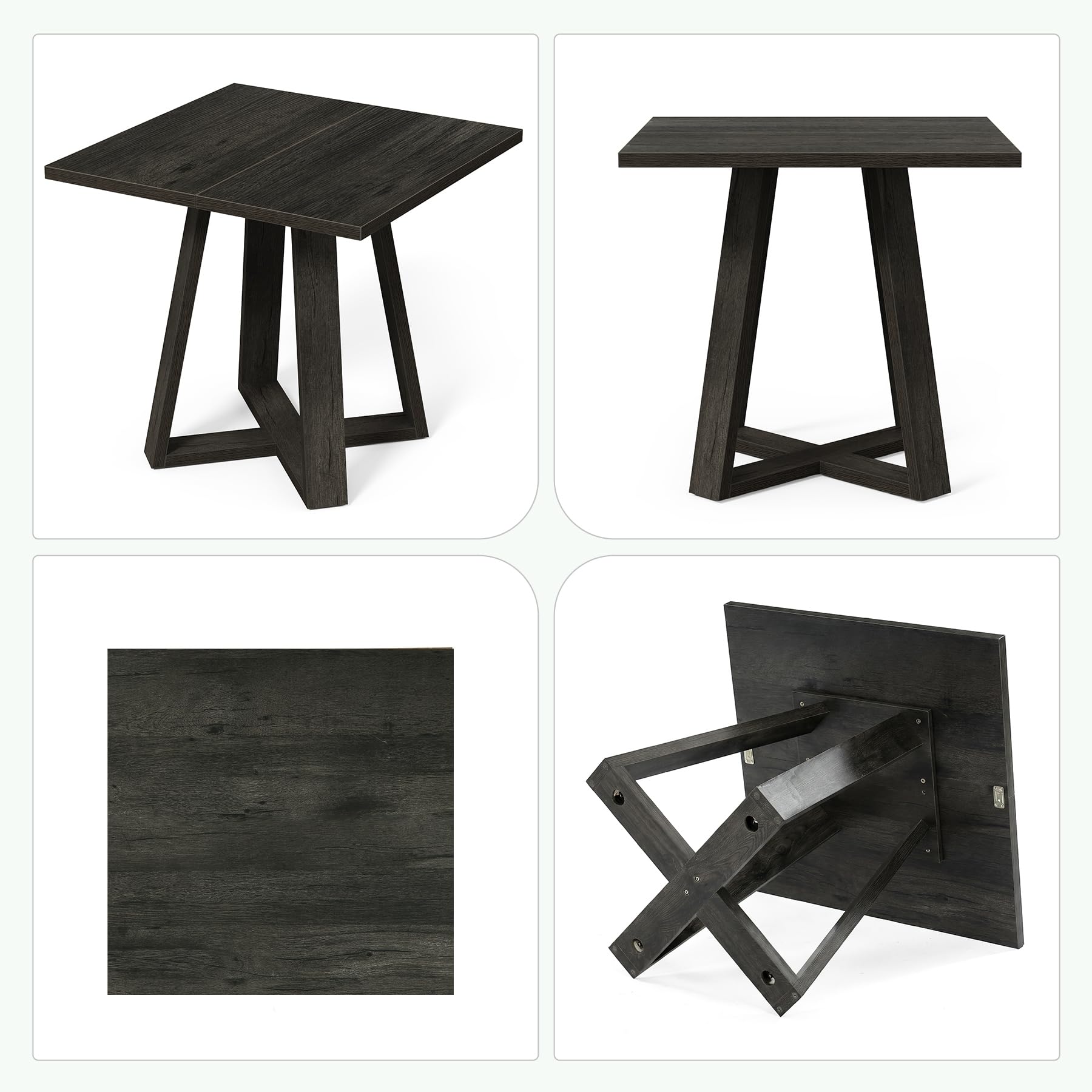 Alt View 10. Tribesigns - LITTLE TREE 31.5" Dining Table, Square Dining Table, Kitchen Table, Black - Black.
