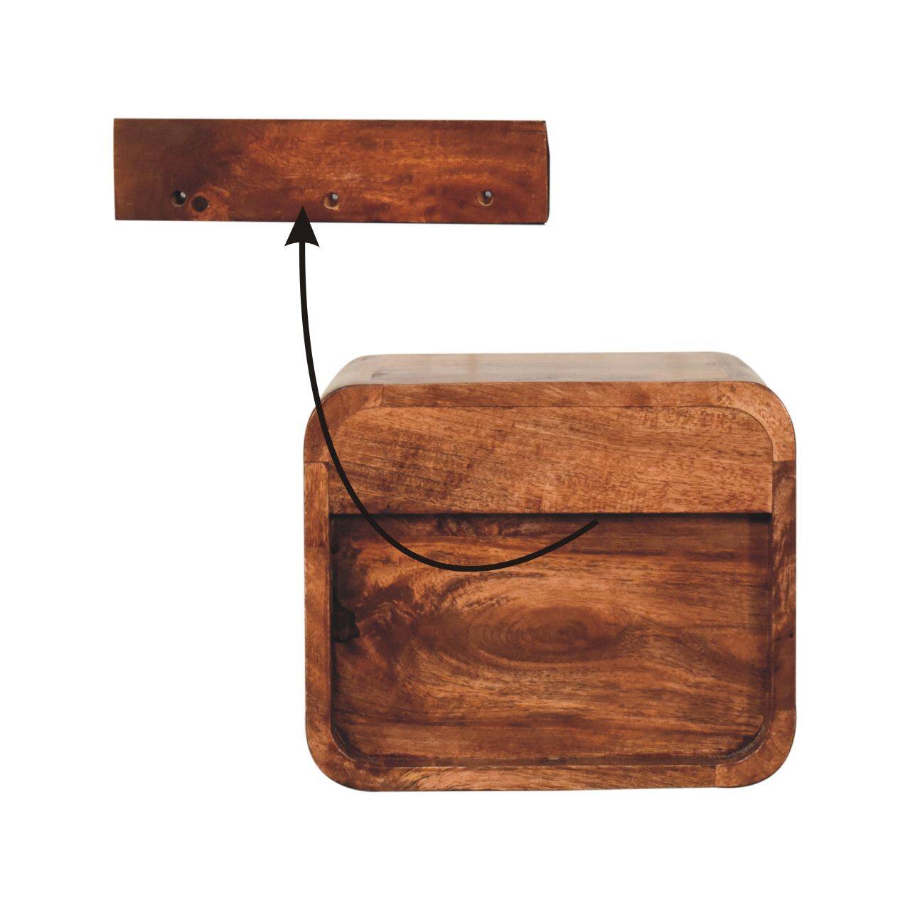 Alt View 5. Artisan Furniture - Artisan Furniture Solid Wood Mini Honey Caramel Wall Mounted Bedside with Open Slot, 1 Drawer, Brown - Brown.