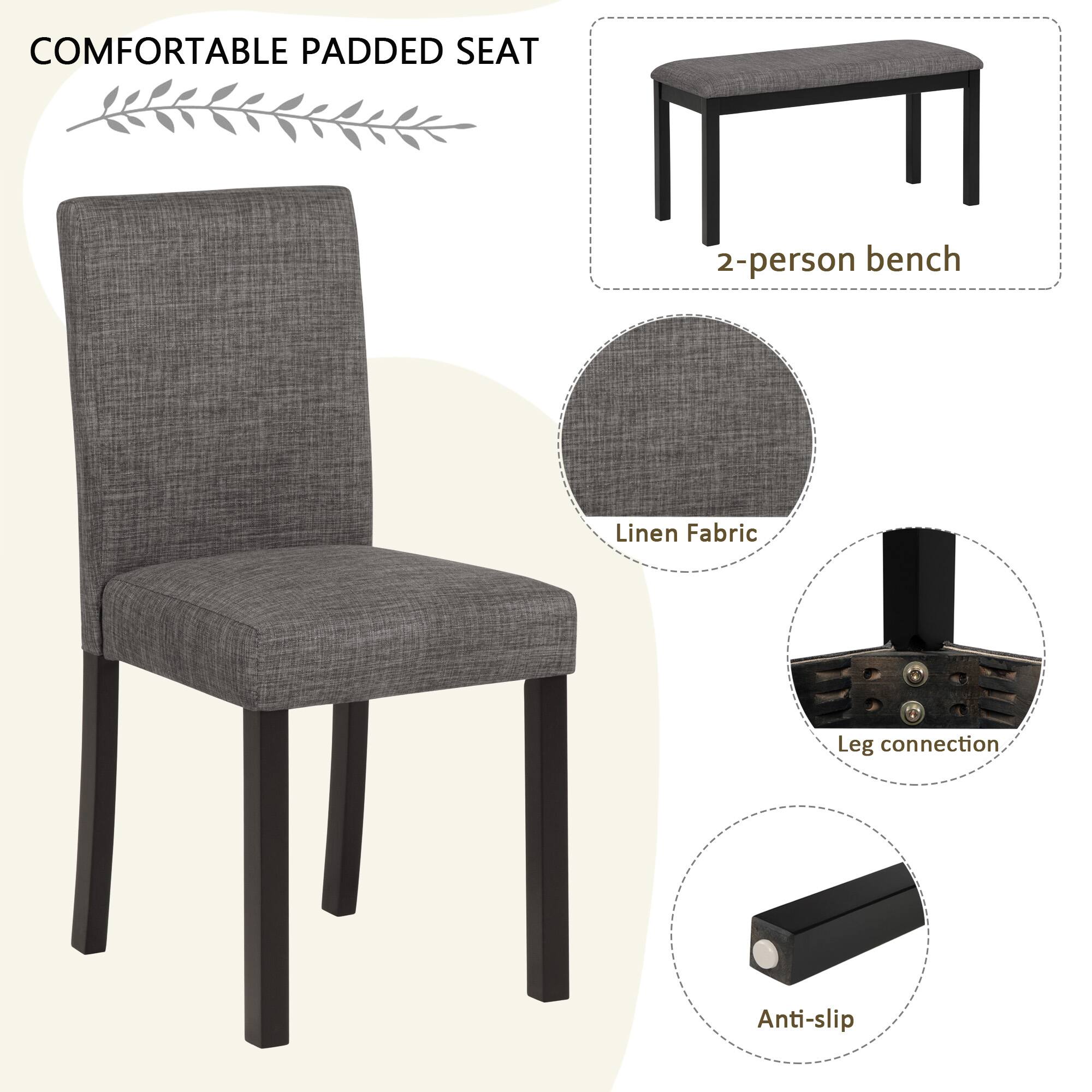 - COMFORTABLE PADDED SEAT
- 2-person bench
- Linen Fabric
- Leg connection
- Anti-slip