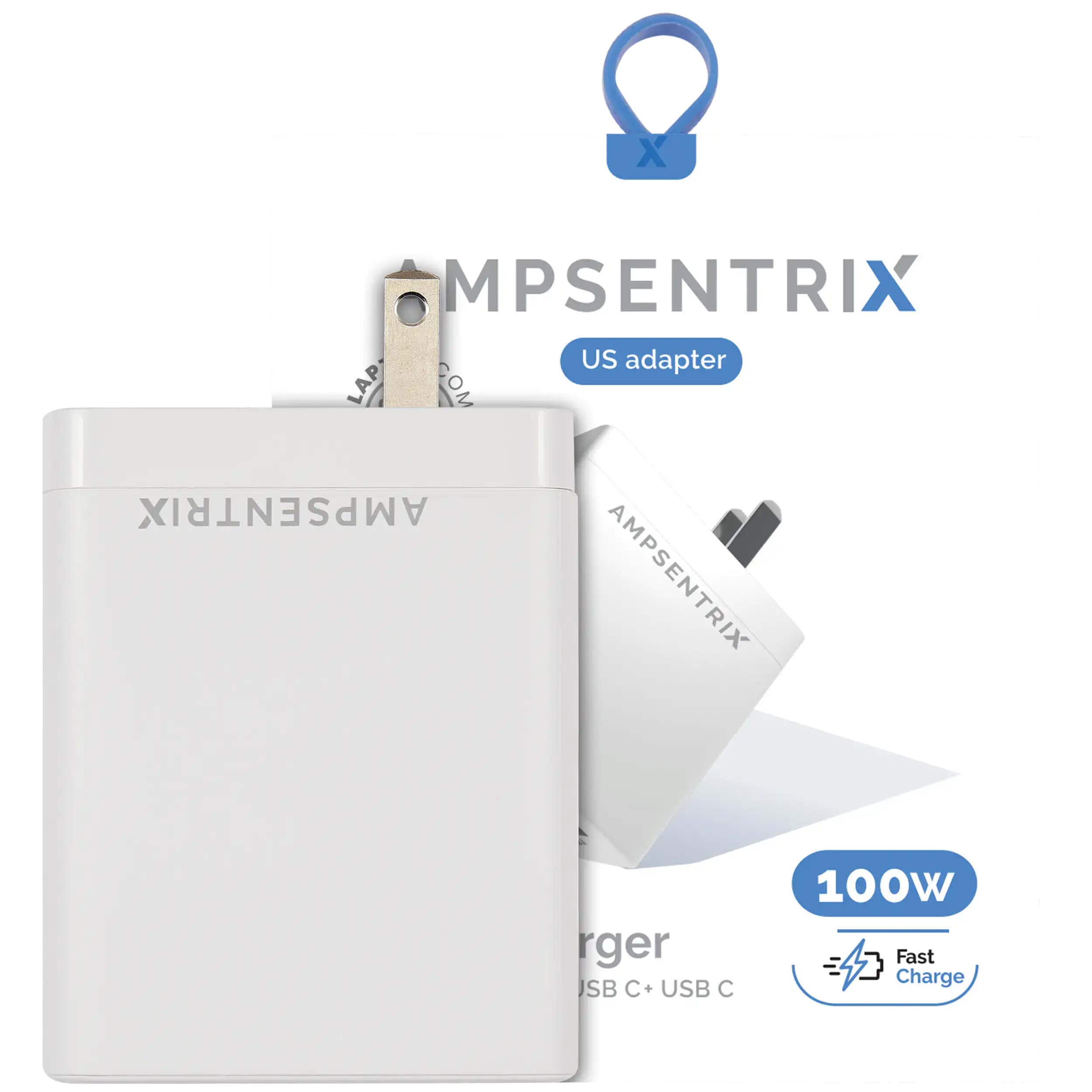 Ampsentrix - 4 Plug 100W USB Type C And USB Type A Wall Power Adapter Charger