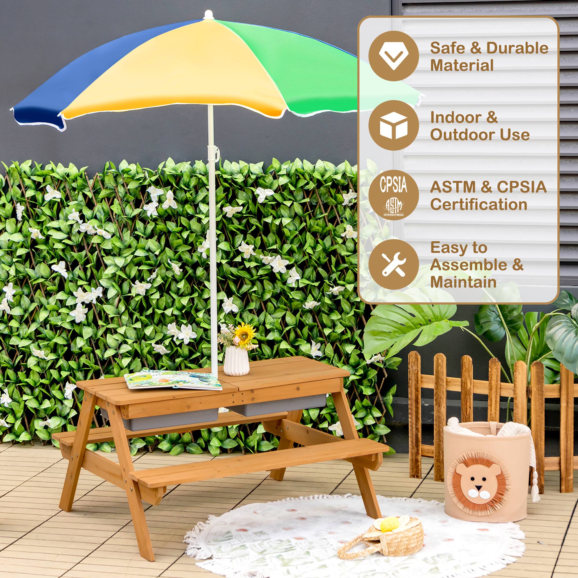 - Safe & Durable Material
- Indoor & Outdoor Use
- ASTM & CPSIA Certification
- Easy to Assemble & Maintain