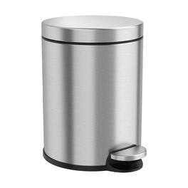 iTouchless - 1.3 Gallon SoftStep Round Stainless Steel Step Bathroom Trash Can with AbsorbX Odor Filter - Silver