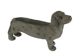 Endeavor Home & Garden - Weathered Grey Stone Finish Dachshund Dog Indoor Outdoor Planter Statue Animal Décor - Gray