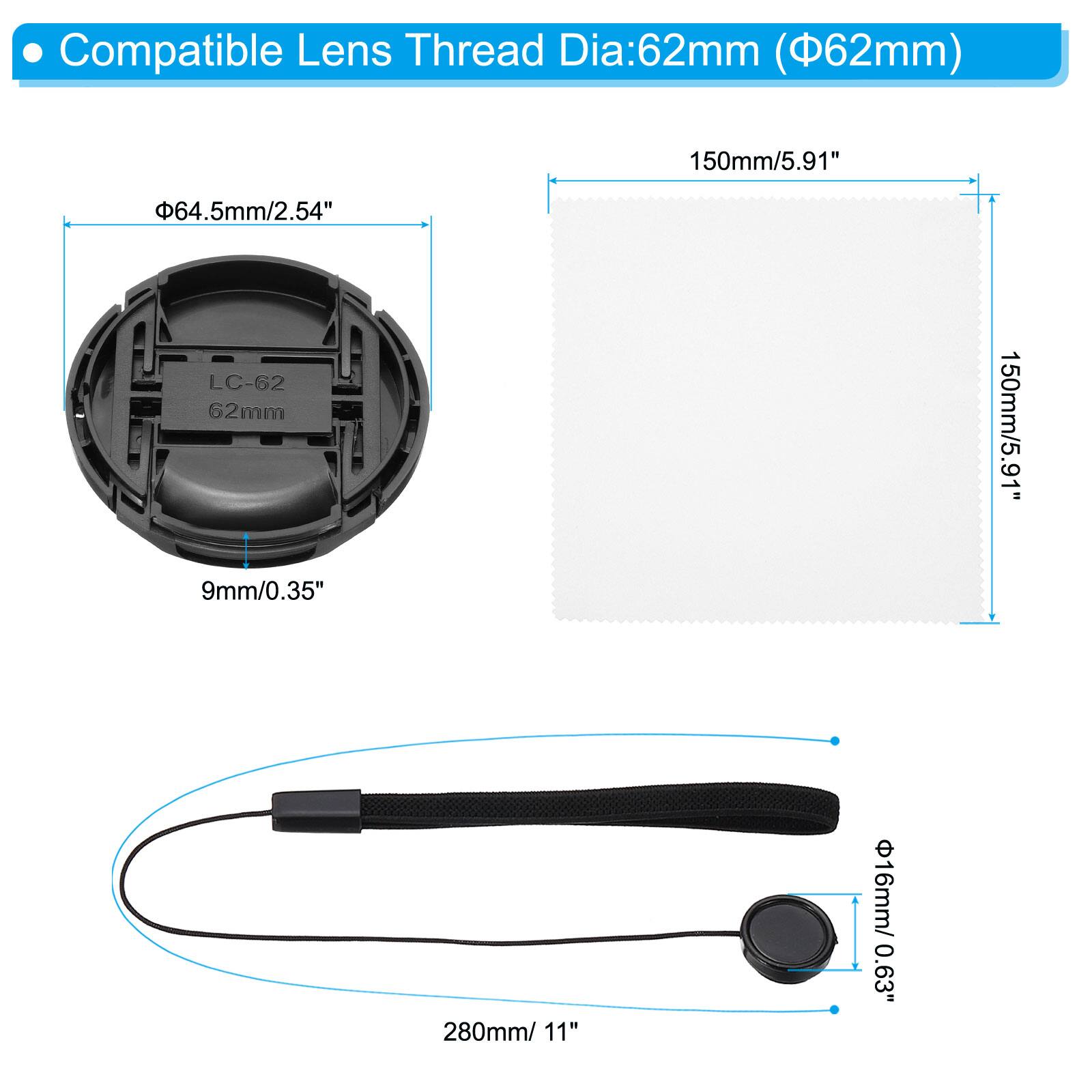 Compatible Lens Thread Dia: 62mm (Φ62mm)

- Φ64.5mm/2.54"
- 150mm/5.91"
- 9mm/0.35"
- 280mm/11"
- Φ16mm/0.63"