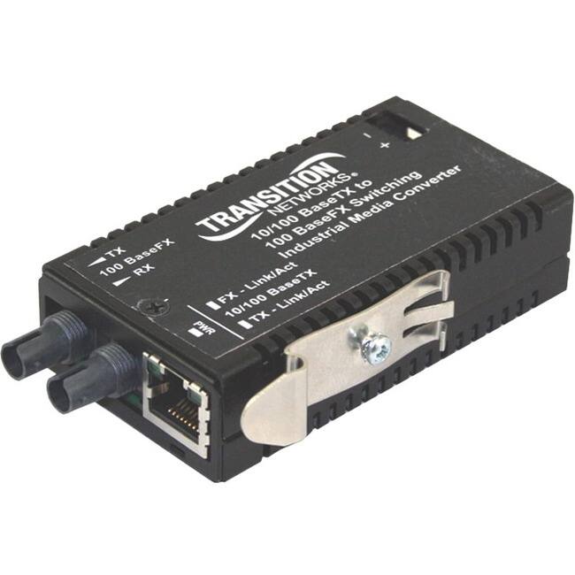 TRANSITION NETWORKS  
10/100 BaseTX to 10/100 BaseFX Media Converter  
100 BaseFX Industrial Media Switching  

TX - 100 BaseFX  
RX - 100 BaseFX  

FX - Link/Act  
10/100 BaseTX - Link/Act  

TX - 10/100 BaseTX  
RX - 10/100 BaseTX  

PWR