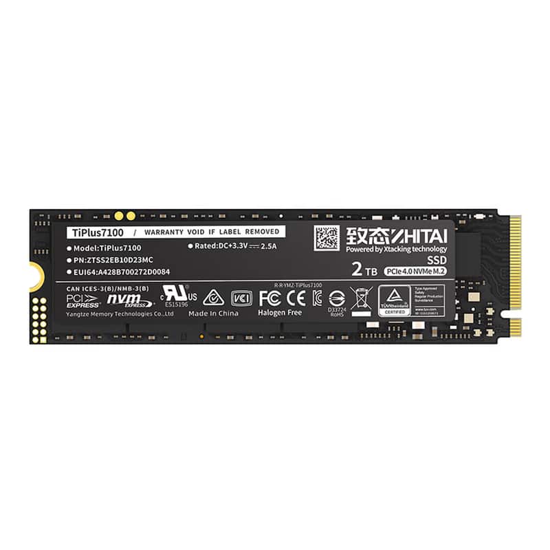 ZhiTai - TiPlus7100 2TB NVMe M.2 SSD PCIe 4.0 – High-Speed Single-Sided 2280 SSD for Desktops, Laptops, Gaming