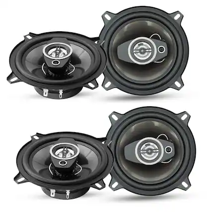 Front. 5 CORE - 5Core Coaxial Car Door Speakers 5” 4Pcs 350W 4Ohm 2 Way Component Subwoofer Audio w Super Tweeter - Black.