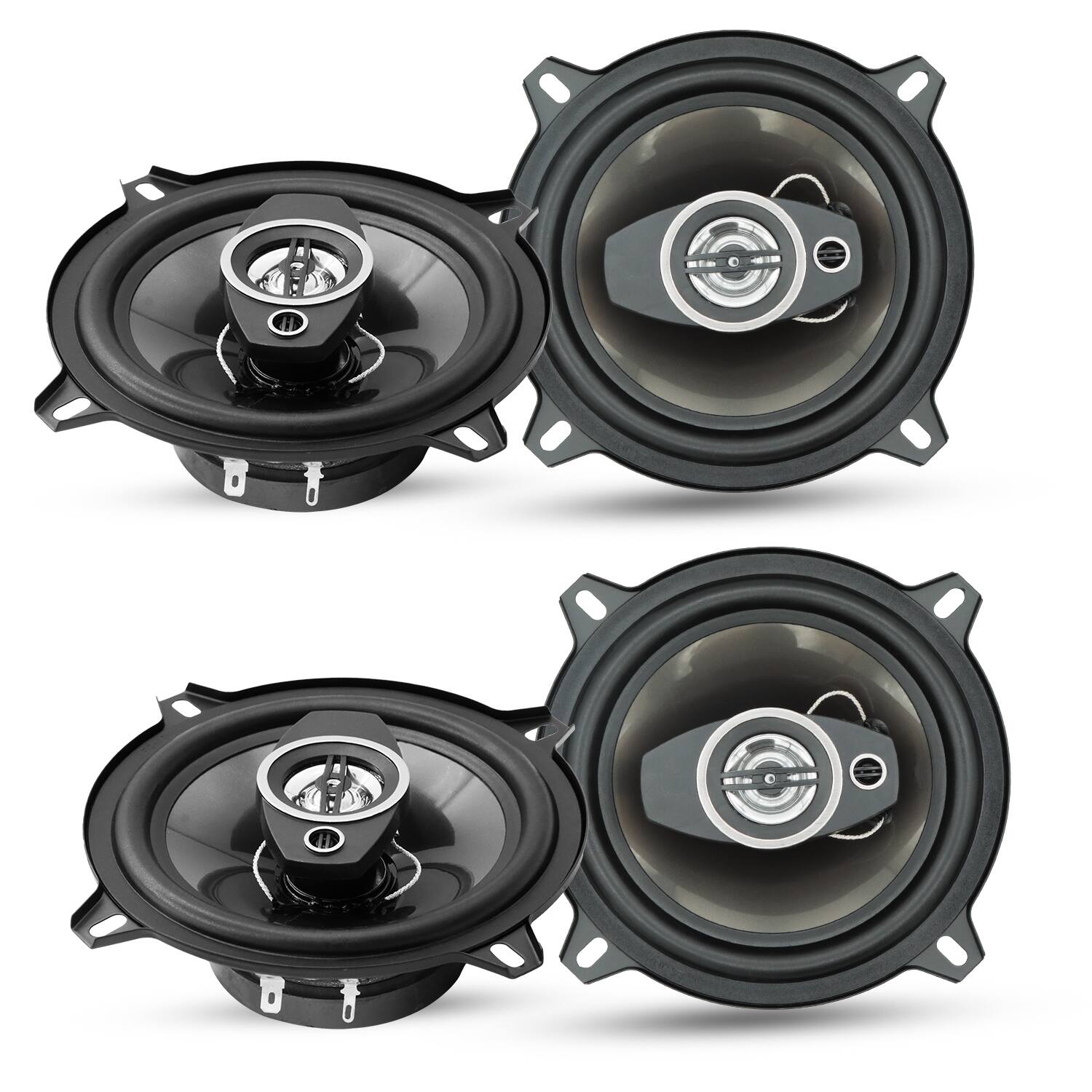 Front. 5 CORE - 5Core Coaxial Car Door Speakers 5” 4Pcs 350W 4Ohm 2 Way Component Subwoofer Audio w Super Tweeter - Black.