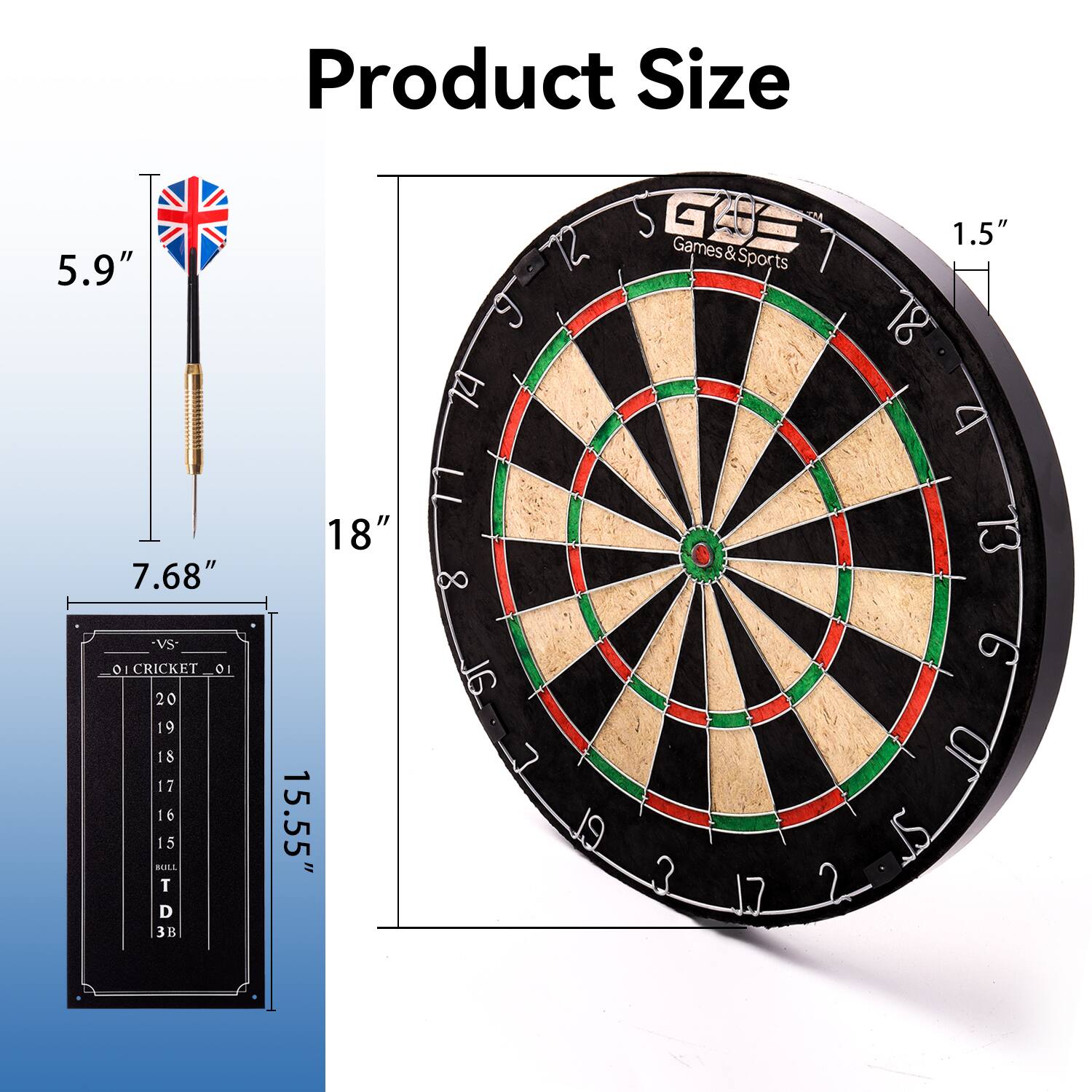 Product Size 5.9" 7.68" 18" 1.5" 15.55" Games&Sports OLCRICKET DI 01 20 19 18 17 16 15 BALL T D 3B