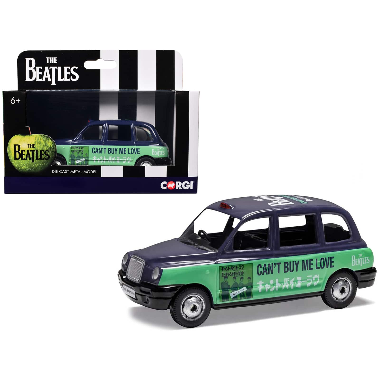 "The Beatles London Taxi RHD (Right Hand Drive) ""Can't Buy Me Love"" Blue and Green with Graphics Diecast Model by Corgi" price history on PriceWatchPro