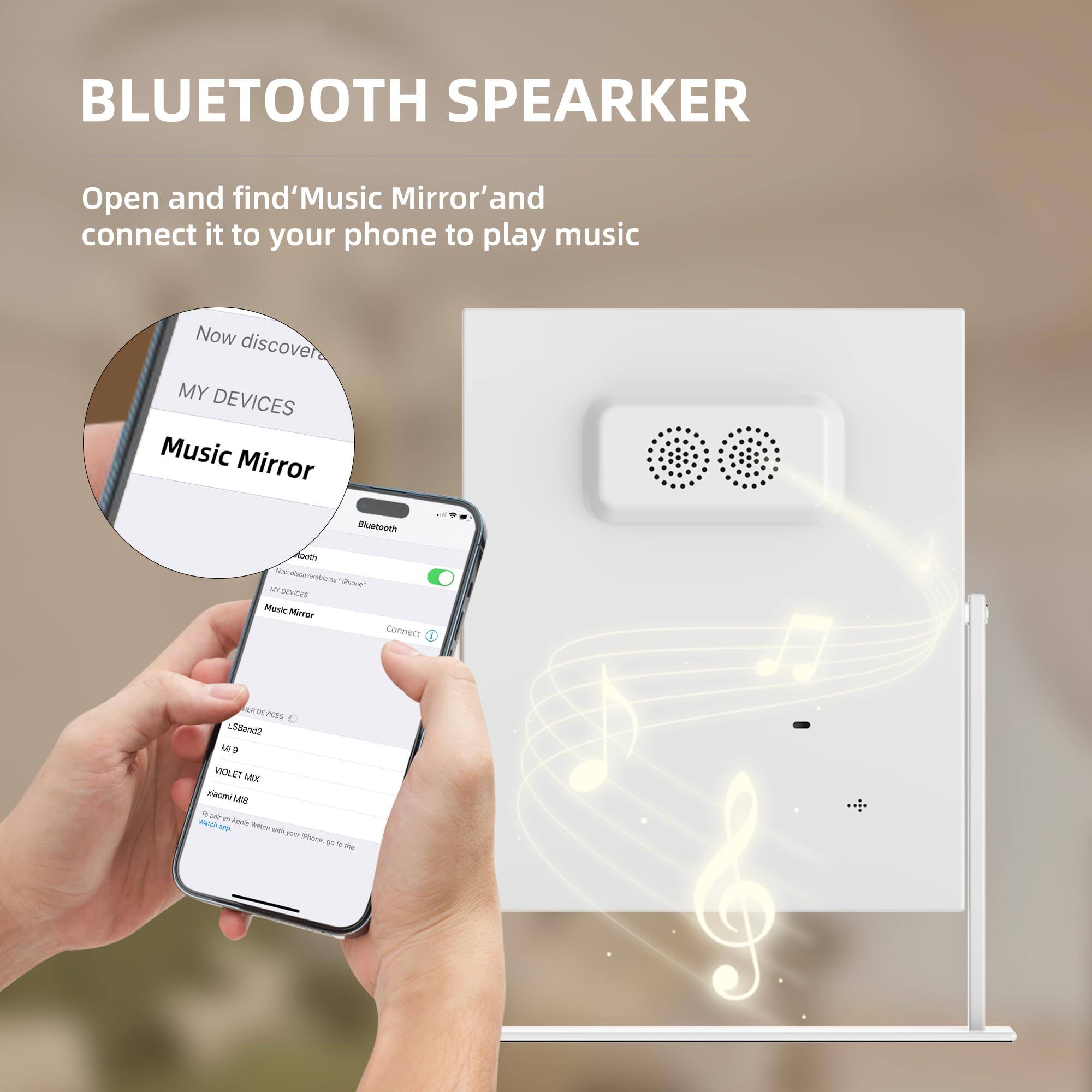 BLUETOOTH SPEAKER

Open and find 'Music Mirror' and connect it to your phone to play music

Now discover MY DEVICES

Music Mirror

Bluetooth

MY DEVICES

Music Mirror

Connect

L5Band2

VIOLET MAX

xiami M8B

To pair an earphone switch with your iPhone go to the
