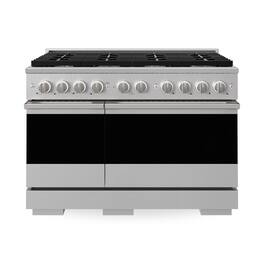 ZLINE - 48 in. 6.7 cu. ft. Marino Dual Fuel Freestanding Range with 8 Brass Burner Gas Cooktop and Electric Convection Oven - Stainless Steel