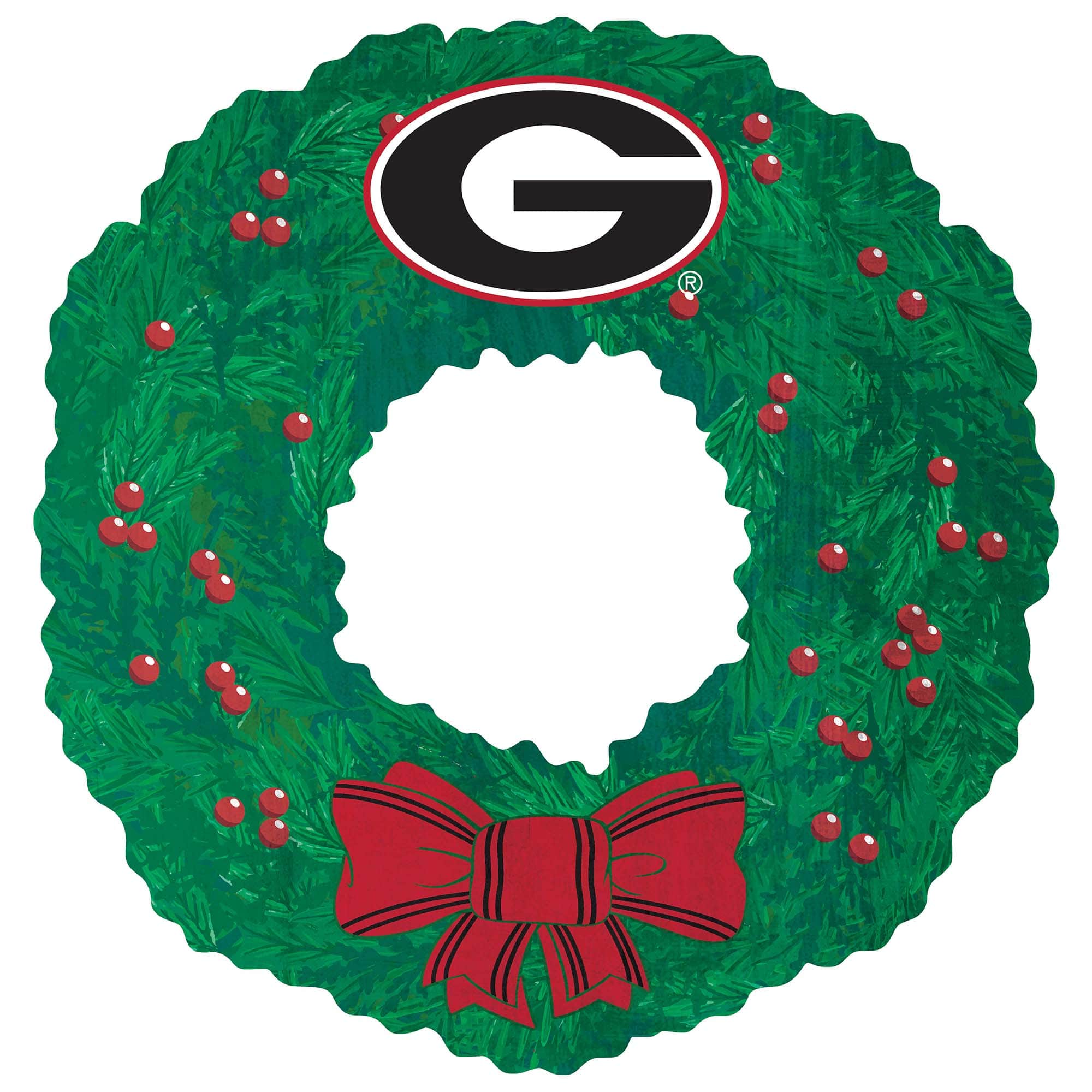 Front. Fan Creations - Georgia Bulldogs 16'' Team Wreath Sign - Green.