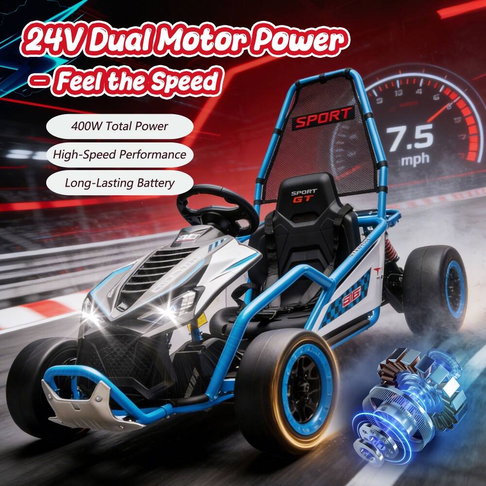 24V Dual Motor Power = Feel the Speed  
400W Total Power  
High-Speed Performance  
Long-Lasting Battery  
SPORT Performance  
7.5 High-Speed mph  
SPORT GT  
E15  
Koltern 4096 SIG